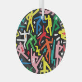 Tanzende Menschen, doodle Set Muster. Ornament Aus Glas (Vorderseite Rechts)