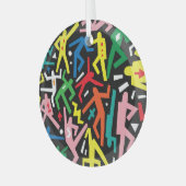 Tanzende Menschen, doodle Set Muster. Ornament Aus Glas (Vorderseite links)