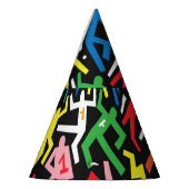 Tanzende Menschen, doodle Set Muster. Partyhütchen (Links)