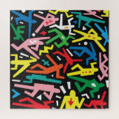 Tanzende Menschen, doodle Set Muster. Puzzle (Horizontal)