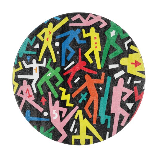 Tanzende Menschen, doodle Set Muster. Schneidebrett (Vorderseite)