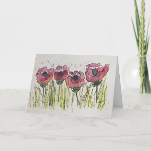 Tanzende Mohnblumen Karte (Vorderseite)