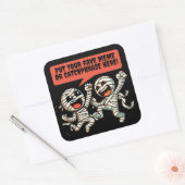 Tanzende Mummies setzen Ihre Lieblings-Halloween-M Quadratischer Aufkleber (Umschlag)