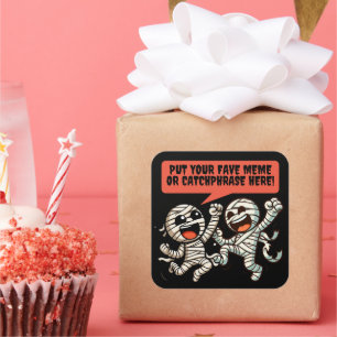 Tanzende Mummies setzen Ihre Lieblings-Halloween-M Quadratischer Aufkleber