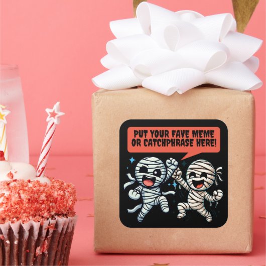 Tanzende Mummies setzen Ihre Lieblings-Halloween-M Quadratischer Aufkleber (Party)