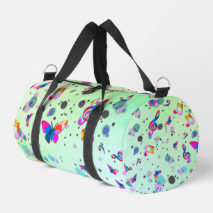 Tanzende Musik der Farben auf Grün Duffle Bag