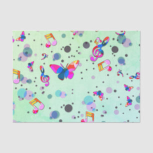 Tanzende Musik der Farben auf Grün Seidenpapier