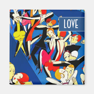 Tanzende Paare Art Deco Valentinstag Geschenk Magnet