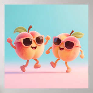 Tanzende Pfirsiche Sonnenbrille Poster