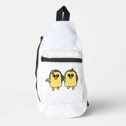Tanzende Pinguine Crossbody Bag (Vorderseite)