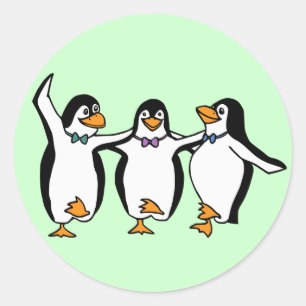 Tanzende Pinguine Runder Aufkleber