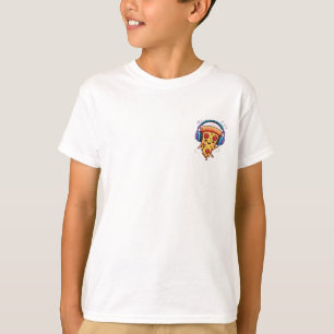 Tanzende Pizzascheibe mit Kopfhörern Kinder T-Shirt