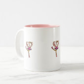 Tanzende rosa Flamingoschale Zweifarbige Tasse (Vorderseite Links)