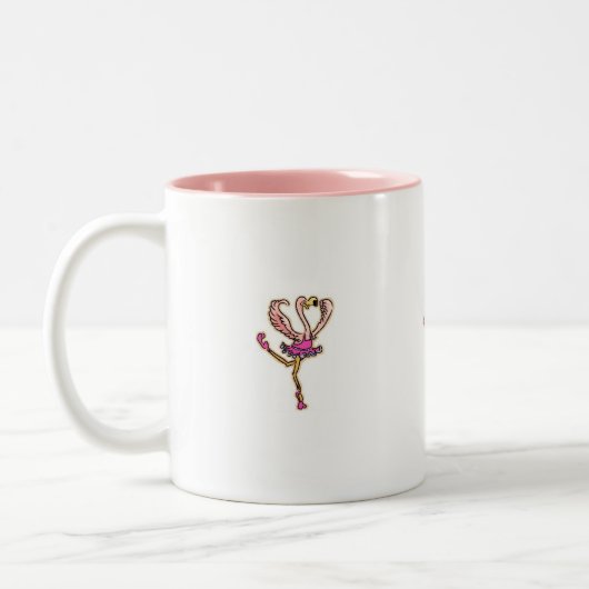 Tanzende rosa Flamingoschale Zweifarbige Tasse (Links)