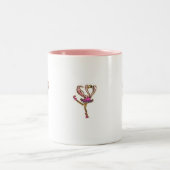 Tanzende rosa Flamingoschale Zweifarbige Tasse (Mittel)