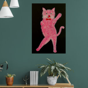 Tanzende rosa Katze Poster