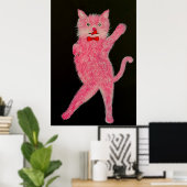 Tanzende rosa Katze Poster (Heimbüro)