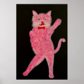 Tanzende rosa Katze Poster (Vorne)