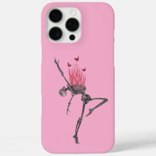 Tanzende rote Feuerflammen Skelett Illustration Pi iPhone 16 Pro Max Hülle