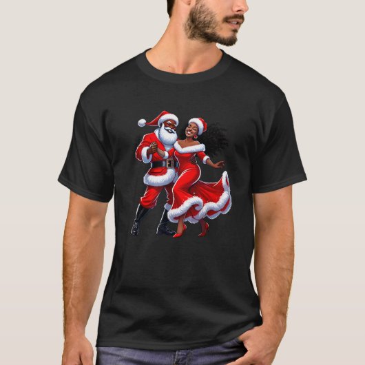 Tanzende Santa und Mrs Claus T-Shirt (Vorderseite)
