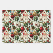 Tanzende Santa's und magische Ornamente Geschenkpapier Set (Vorderseite 3)