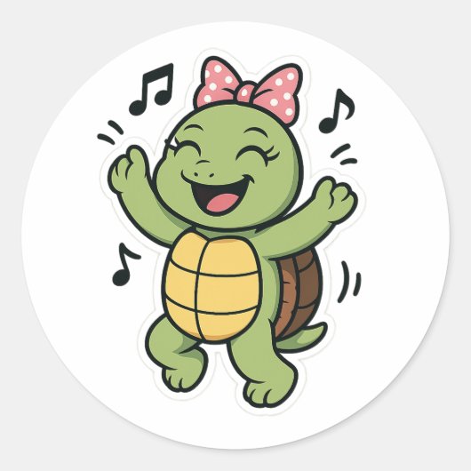 Tanzende Schildkröte Runder Aufkleber (Vorderseite)