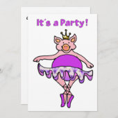 Tanzende Schweinchen in Tutu Einladung (Vorne/Hinten)