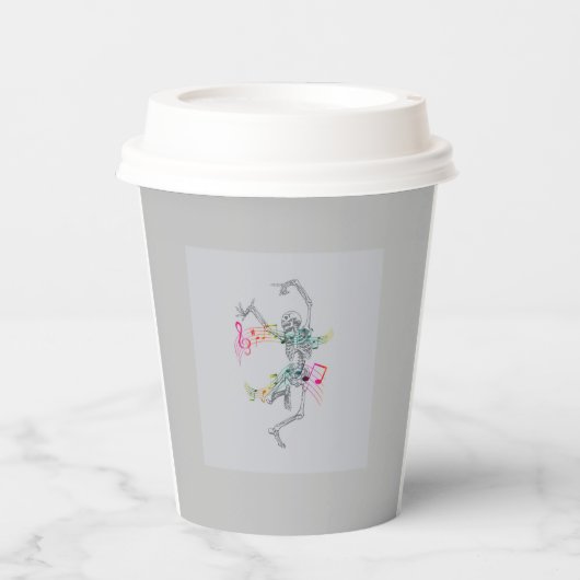 Tanzende Skeleton-Papier-Becher Pappbecher (Vorderseite)