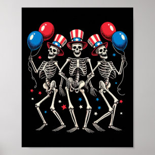 Tanzende Skelette 4. Juli Lustiger Unabhängigkeits Poster