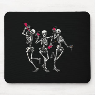 Tanzende Skelette, die Weinliebhaber lustig Hallow Mousepad
