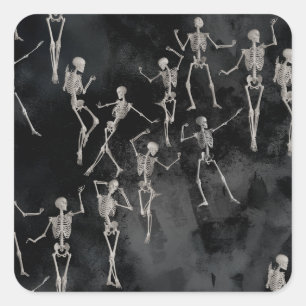 Tanzende Skelette Halloween Quadratischer Aufkleber