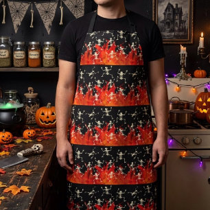Tanzende Skelette in Flammen für Halloween Schürze