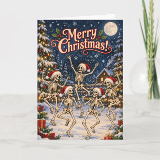 Tanzende Skelette Weihnachtskarte | Frohe Weihnach Karte