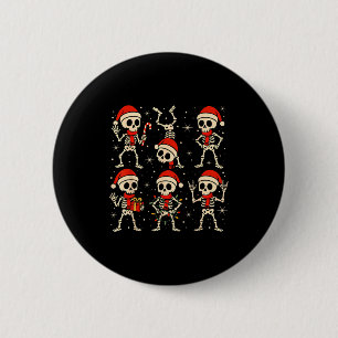 Tanzende Skelette Weihnachtsmann Hut Xmas Skelett Button