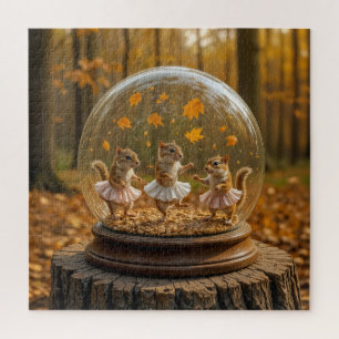 Tanzende Streifenhörnchen in einer Glaskugel Puzzle