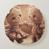Tanzende Teddys Rundes Kissen (Vorderseite)