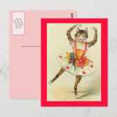 Tanzende Vintage-Katze Postkarte (Vorne/Hinten)