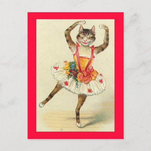 Tanzende Vintage-Katze Postkarte (Vorderseite)