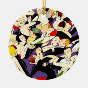 Tanzende Vintage Paare Keramikornament