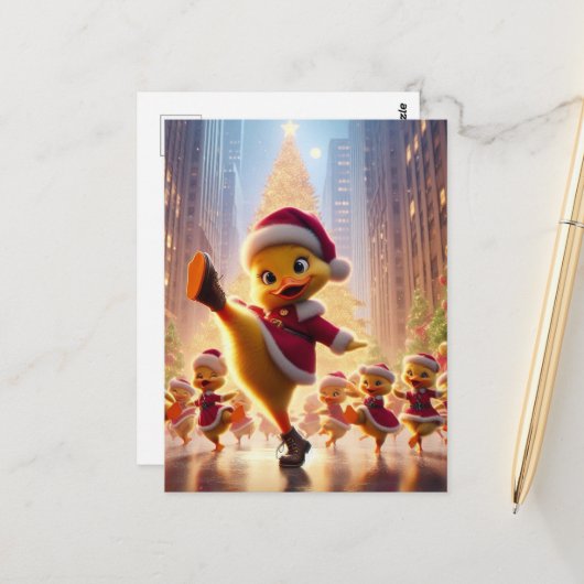 Tanzende Weihnachtsherzen Postkarte (Vorderseite/Rückseite Beispiel)