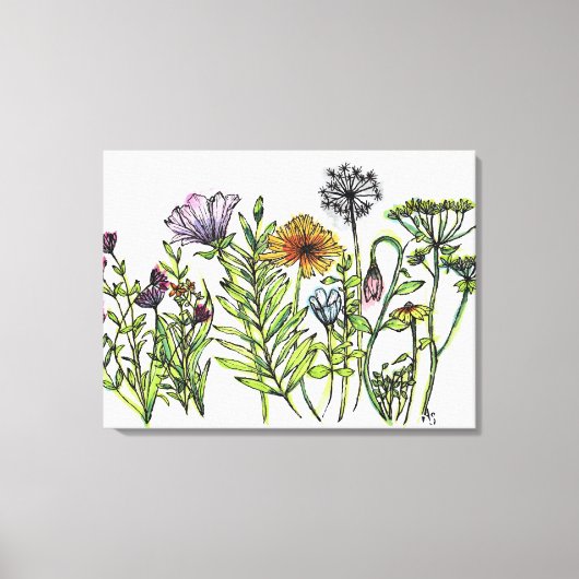 Tanzende Wildblumen Leinwanddruck (Vorderseite)