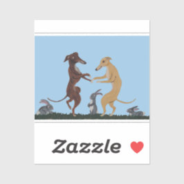 Tanzende Windhunde und Hasenfreunde Einladung Aufkleber