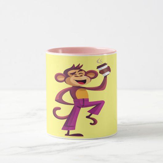 Tanzender Affe mit Kaffee | Lustiges Tier  Tasse (Zentrum)