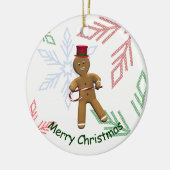 Tanzender Cartoon Gingerbread Man Keramik Ornament (Links)