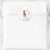 Tanzender Cartoon Gingerbread Man Runder Aufkleber (Tasche)
