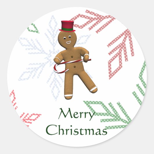 Tanzender Cartoon Gingerbread Man Runder Aufkleber (Vorderseite)