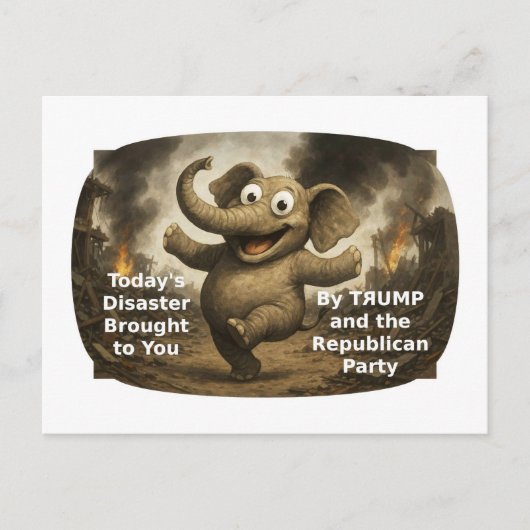 Tanzender Elefant DESASTER Postkarte (Vorderseite)