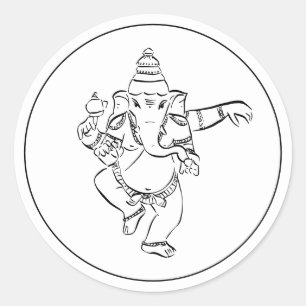 Tanzender festlicher Ganesh   Indischer Gott  Runder Aufkleber