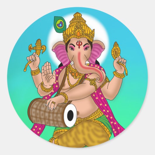 Tanzender Ganesha-Aufkleber Runder Aufkleber (Vorderseite)