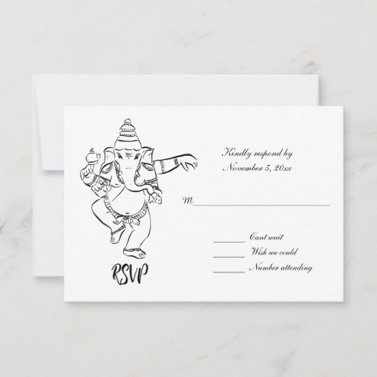 Tanzender Ganesha | Indische Hochzeits-RSVP Einladung (Vorderseite)